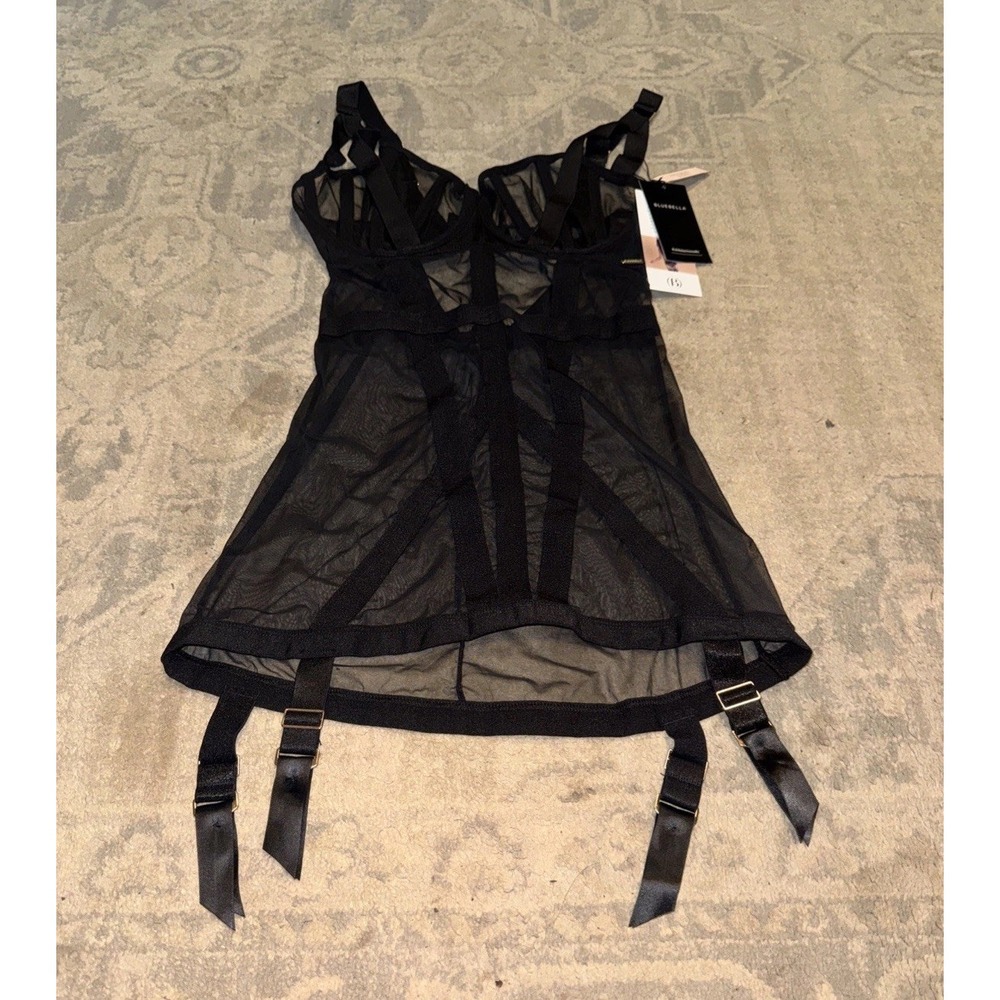 Bluebella Karolina Basque Bodysuit Sexy Lingerie 32DD Black Womens New